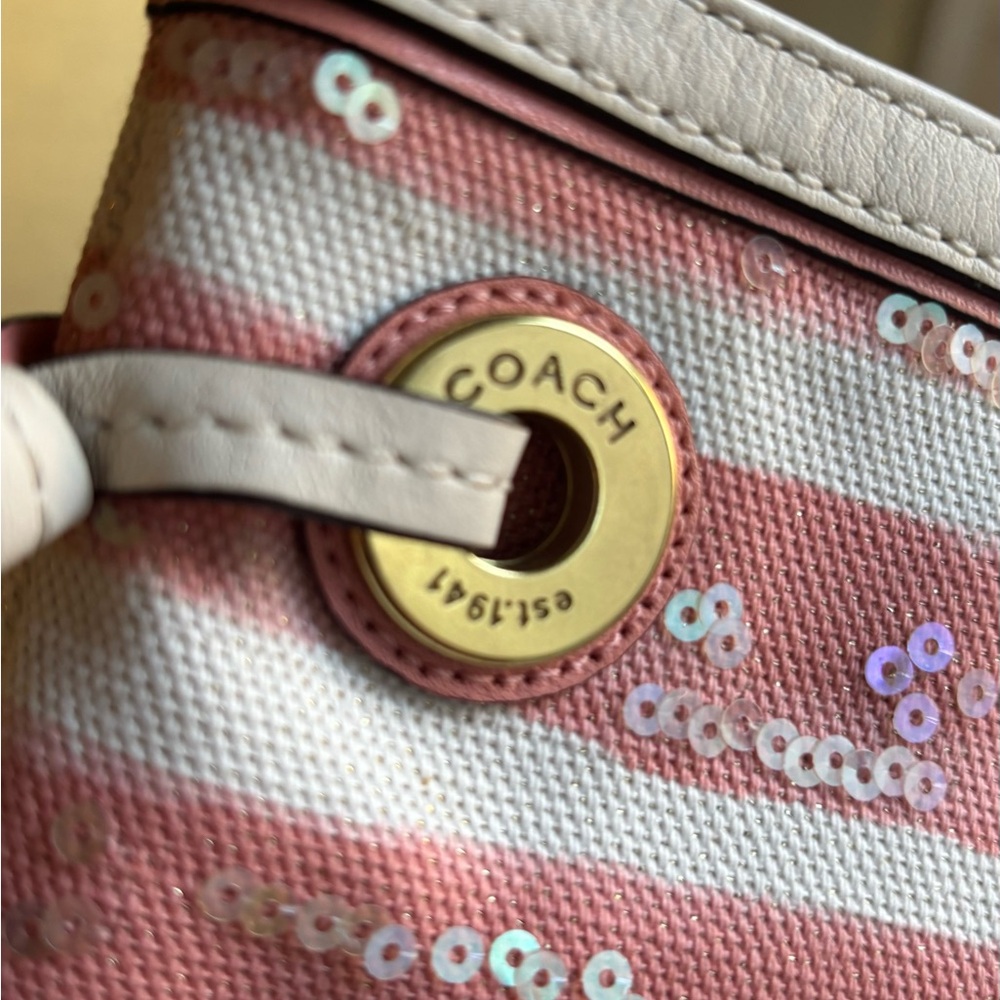 Authentic Coach 1941 Seashell Sequins Canvas/Leat… - image 6